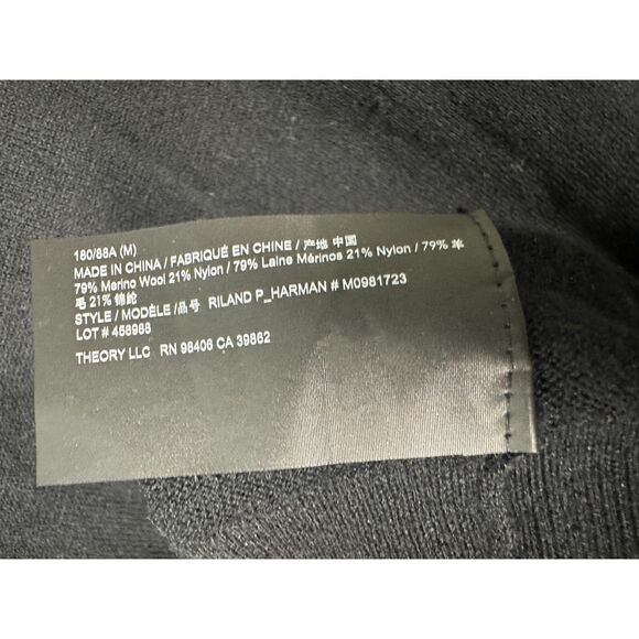 Theory Riland Black Harman Wool Blend Crewneck Sweater Men's Medium NEW - Picture 6 of 7